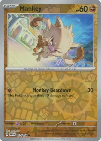 107/198 Mankey Reverse Holo Scarlet & Violet Base Set Pokémon Card