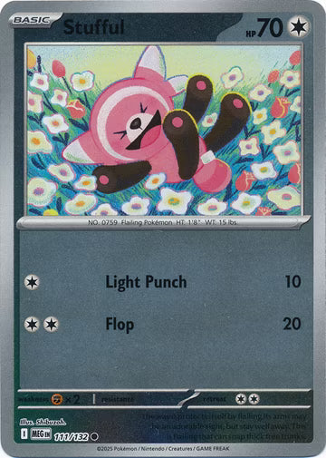 111/132 Stufful Reverse Holo Mega Evolution Pokémon Card
