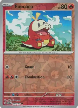 036/198 Fuecoco Reverse Holo Scarlet & Violet Base Set Pokémon Card