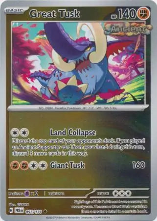 055/131 Great Tusk Reverse Holo Prismatic Evolutions Pokémon Card