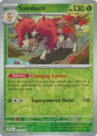 017/162 Sawsbuck Reverse Holo Temporal Forces Pokémon Card