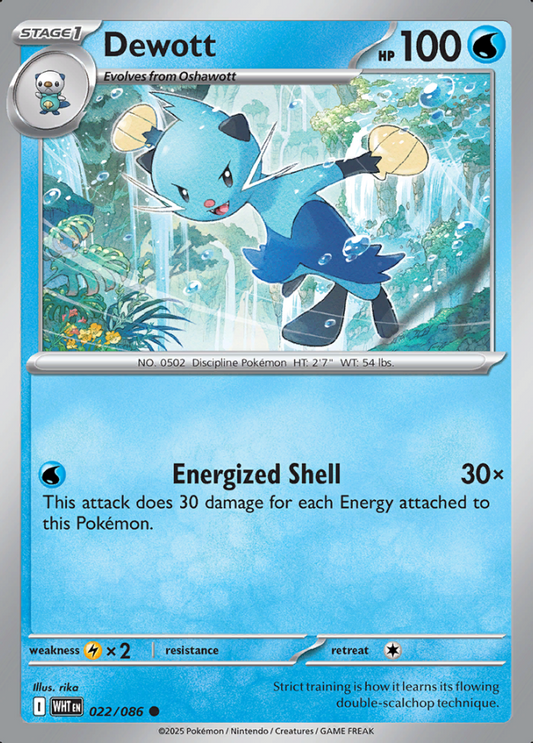 022/086 Dewott White Flare Pokémon Card