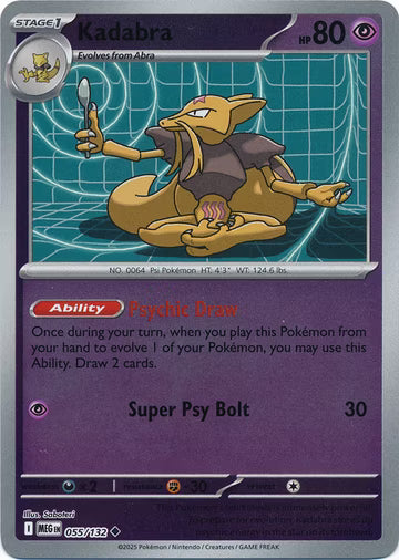 055/132 Kadabra Reverse Holo Mega Evolution Pokémon Card