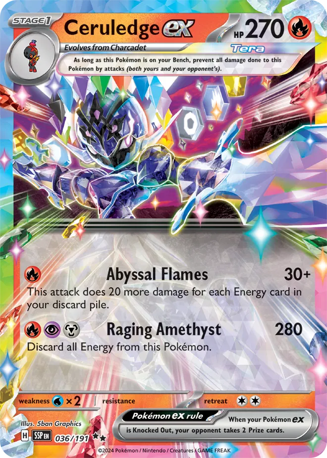 036/191 Ceruledge ex Surging Sparks Pokémon Card