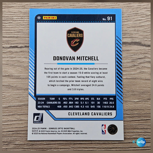 091 Donovan Mitchell, Cleveland Cavaliers 2024/2025 Donruss Optic Basketball Panini Trading Card