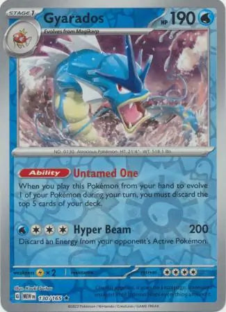 130/165 Gyarados Reverse Holo 151 Pokémon Card