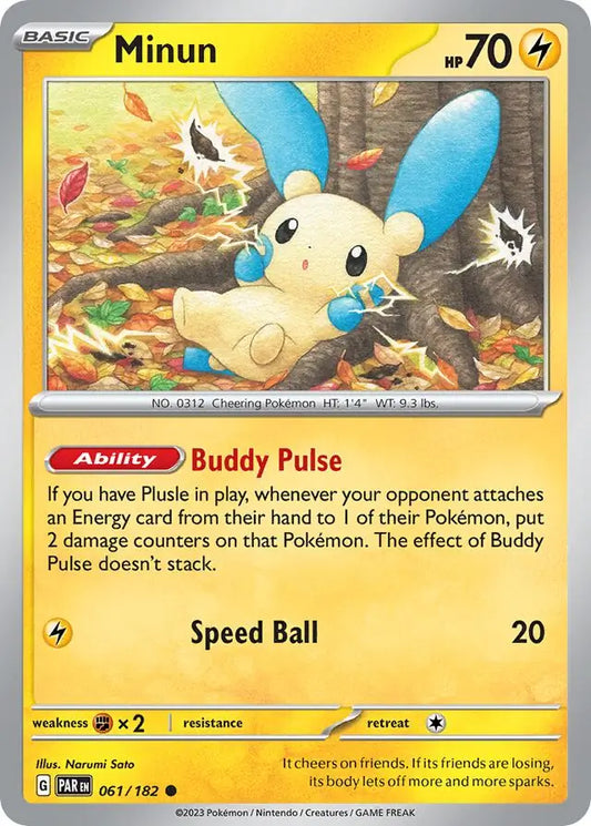 061/182 Minun Paradox Rift Pokémon Card