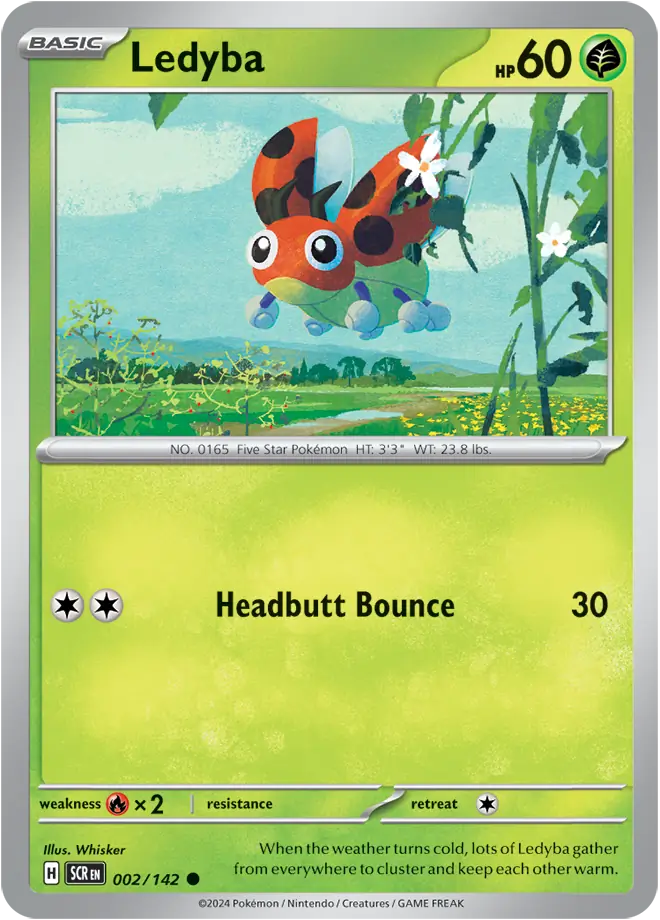 002/142 Ledyba Stellar Crown Pokémon Card