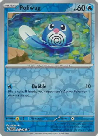 060/165 Poliwag Reverse Holo 151 Pokémon Card