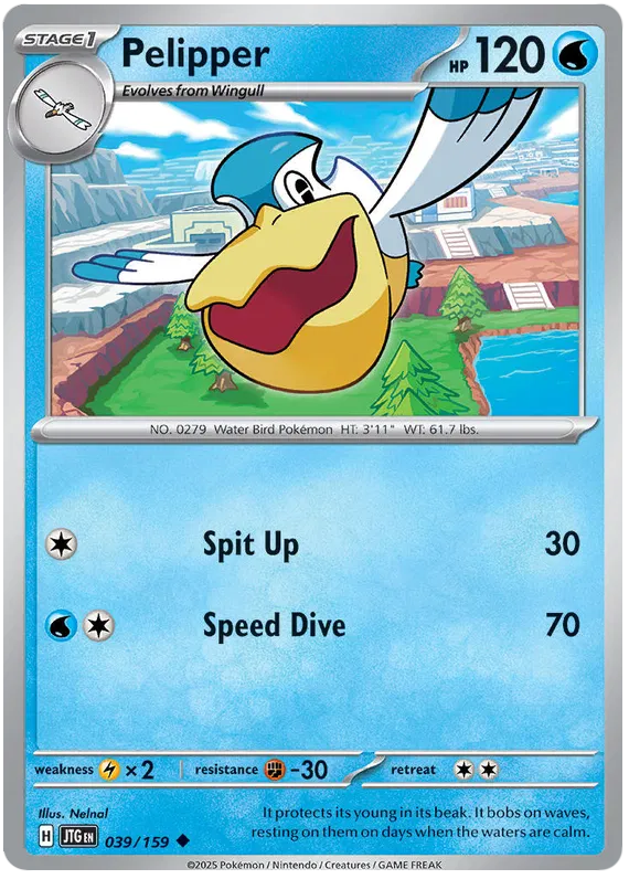 039/159 Pelipper Journey Together Pokémon Card