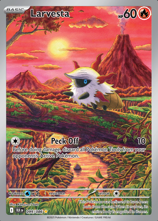 099/086 Larvesta Illustration Rare Black Bolt Pokémon Card