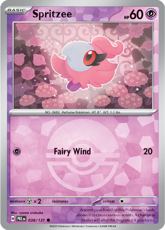 038/131 Spritzee Poke Ball Holo Prismatic Evolutions Pokémon Card