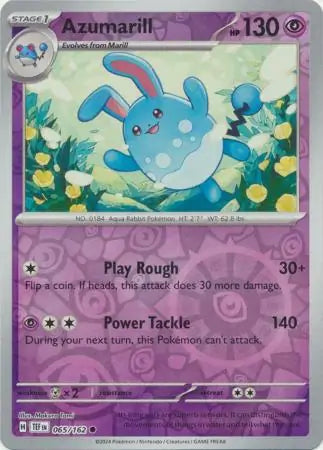 065/162 Azumarill Reverse Holo Temporal Forces Pokémon Card