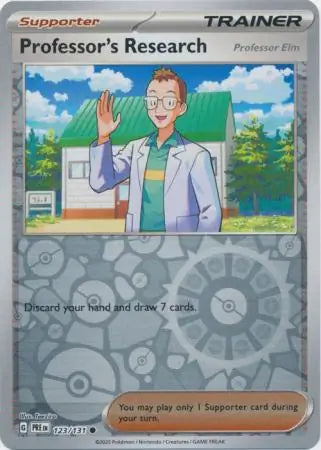 123/131 Professor's Research Elm Reverse Holo Prismatic Evolutions Pokémon Card