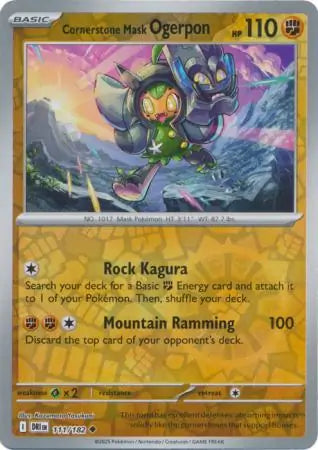 111/182 Cornerstone Mask Ogerpon Reverse Holo Destined Rivals Pokémon Card