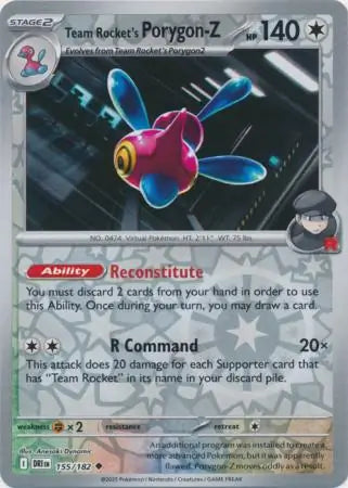 155/182 Team Rocket's Porygon-Z Reverse Holo Destined Rivals Pokémon Card