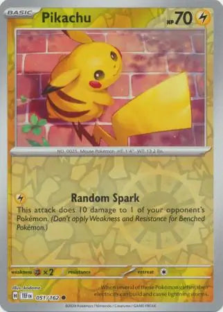 051/162 Pikachu Reverse Holo Temporal Forces Pokémon Card