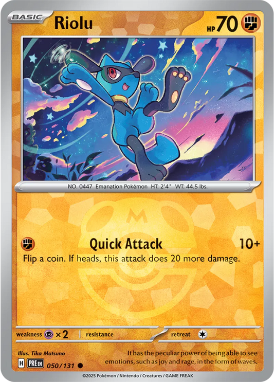 050/131 Riolu Master Ball Holo Prismatic Evolutions Pokémon Card
