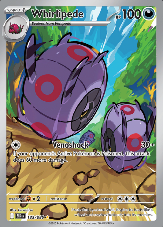 133/086 Whirlipede Illustration Rare Black Bolt Pokémon Card