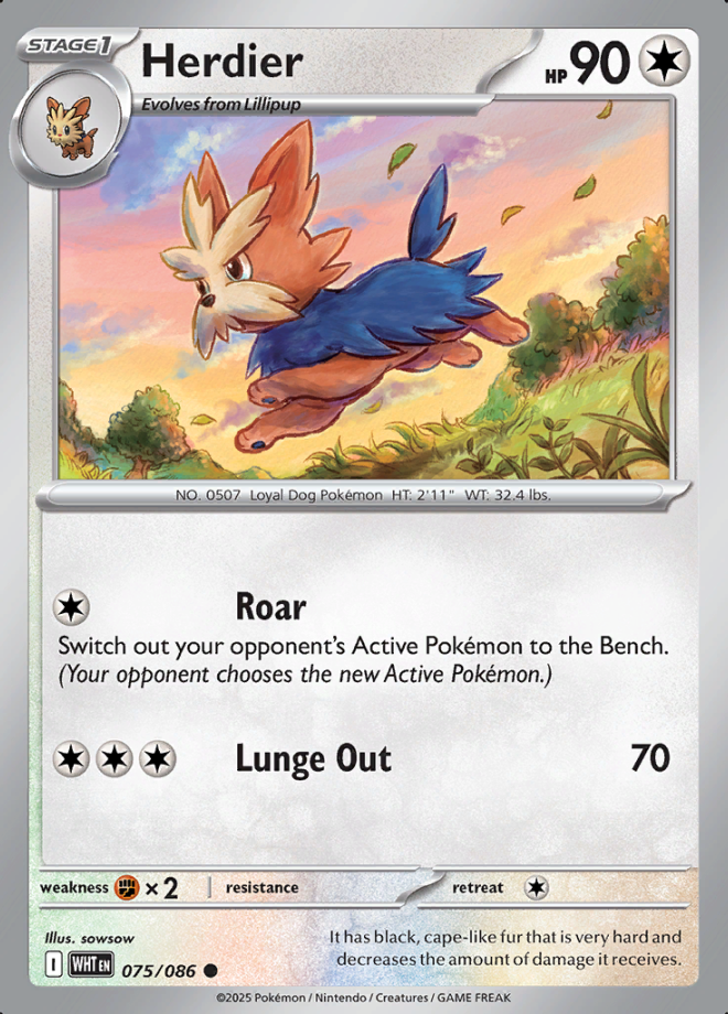 075/086 Herdier White Flare Pokémon Card