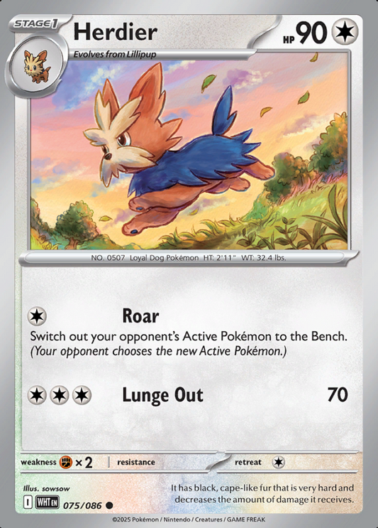 075/086 Herdier White Flare Pokémon Card