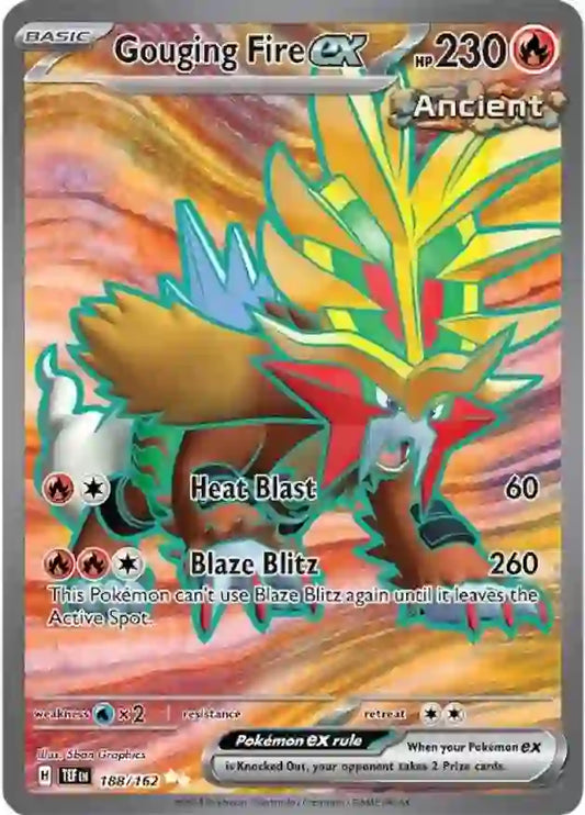 188/162 Gouging Fire ex Scarlet & Violet Temporal Forces Pokémon Card