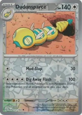 157/193 Dudunsparce Reverse Holo Paldea Evolved Pokémon Card