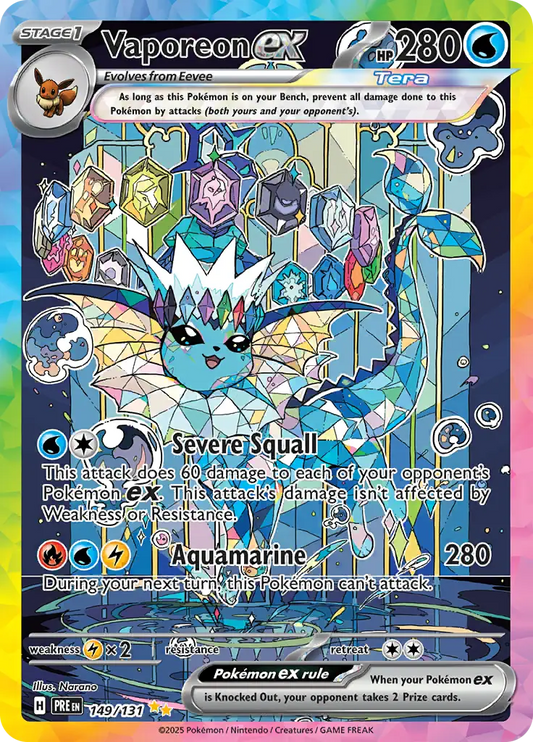 149/131 Vaporeon ex Prismatic Evolutions Pokémon Card
