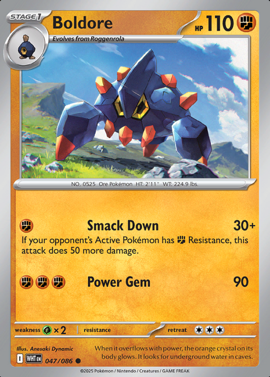 047/086 Boldore White Flare Pokémon Card