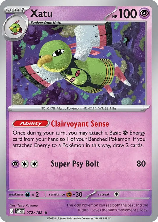 072/182 Xatu Paradox Rift Pokémon Card