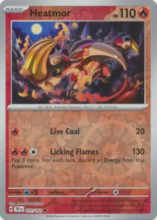 031/162 Heatmor Reverse Holo Temporal Forces Pokémon Card