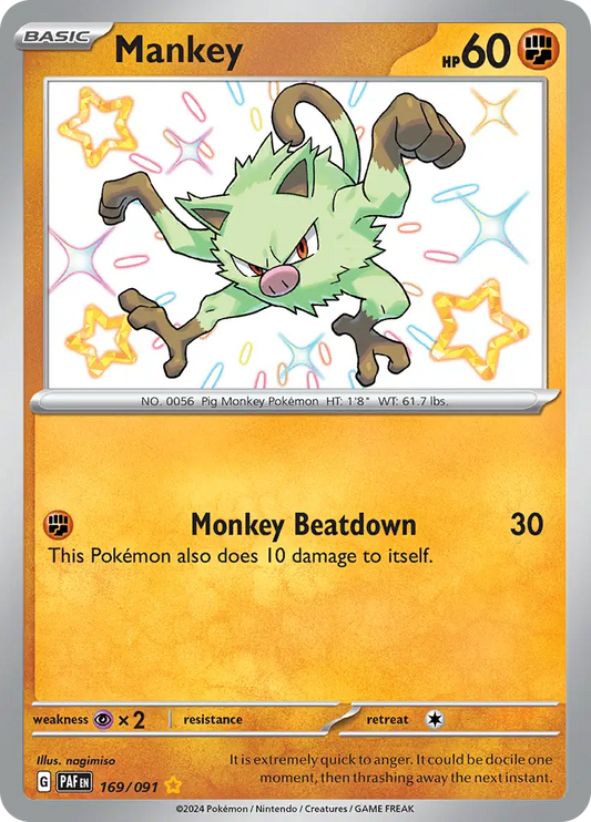 169/091 Mankey Paldean Fates Pokémon Card