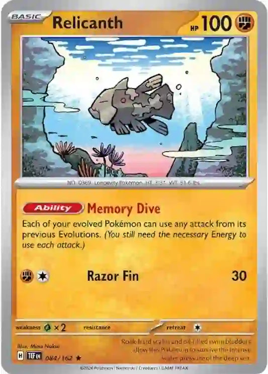 084/162 Relicanth Scarlet & Violet Temporal Forces Pokémon Card