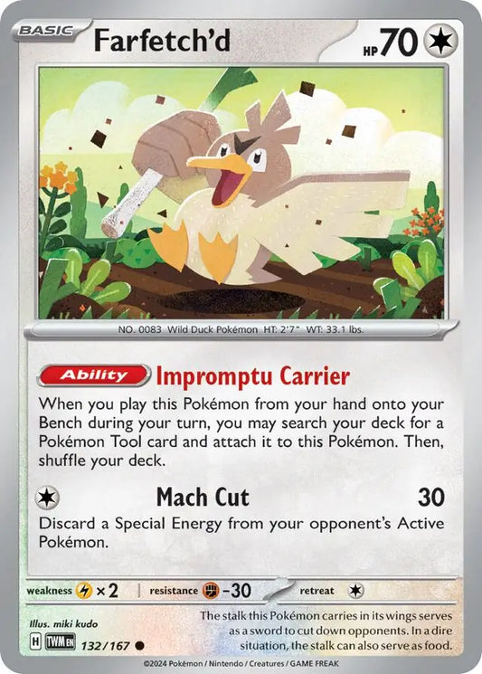 132/167 Farfetch'd Twilight Masquerade Pokémon Card