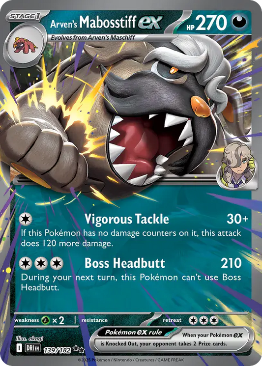139/182 Arven's Mabosstiff ex Destined Rivals Pokémon Card