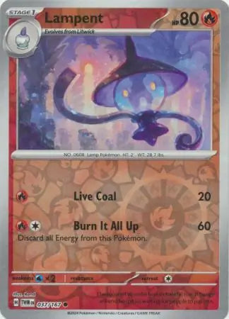 037/167 Lampent Reverse Holo Twilight Masquerade Pokémon Card