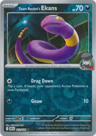 112/182 Team Rocket's Ekans Reverse Holo Destined Rivals Pokémon Card