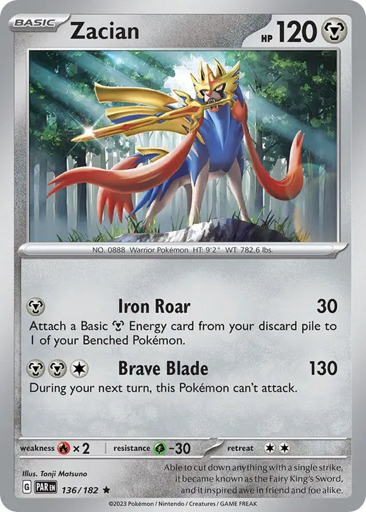 136/182 Zacian Paradox Rift Pokémon Card