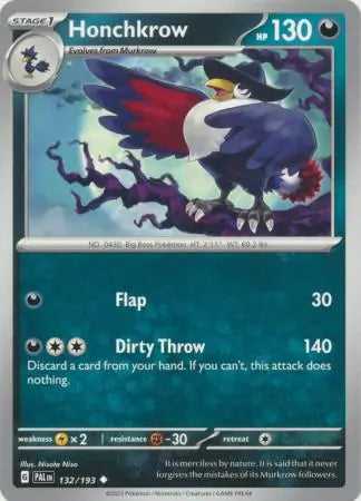 132/193 Honchkrow Paldea Evolved Pokémon Card