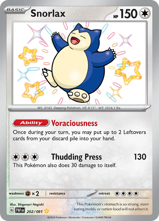 202/091 Snorlax Paldean Fates Pokémon Card