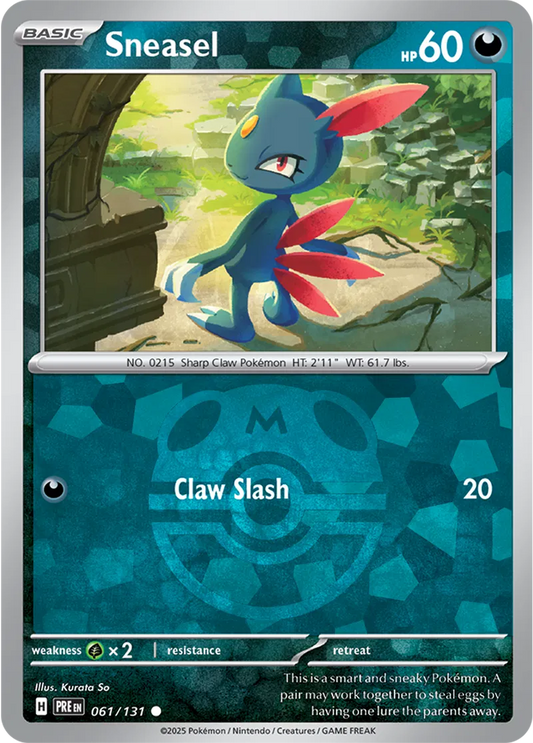 061/131 Sneasel Master Ball Holo Prismatic Evolutions Pokémon Card
