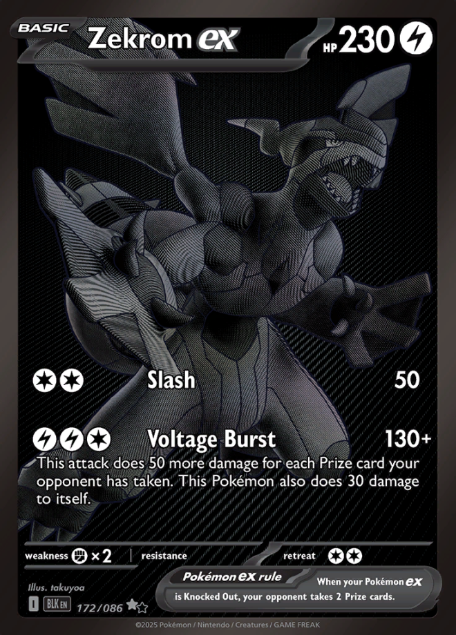 172/086 Zekrom ex Black White  Rare Black Bolt Pokémon Card