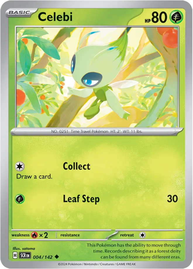 004/142 Celebi Stellar Crown Pokémon Card