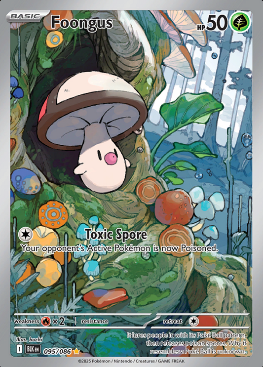 095/086 Foongus Illustration Rare Black Bolt Pokémon Card