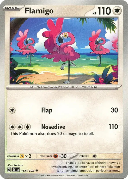 165/198 Flamigo Scarlet & Violet Base Set Pokémon Card