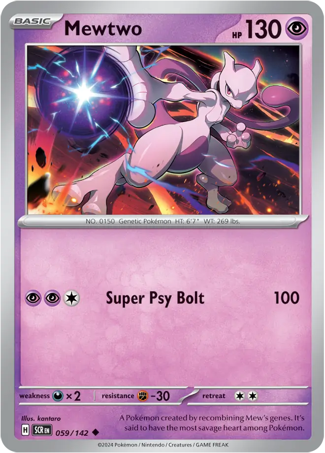 059/142 Mewtwo Stellar Crown Pokémon Card