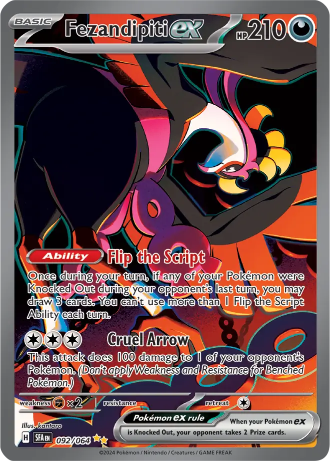 092/064 Fezandipiti Shrouded Fable Pokémon Card