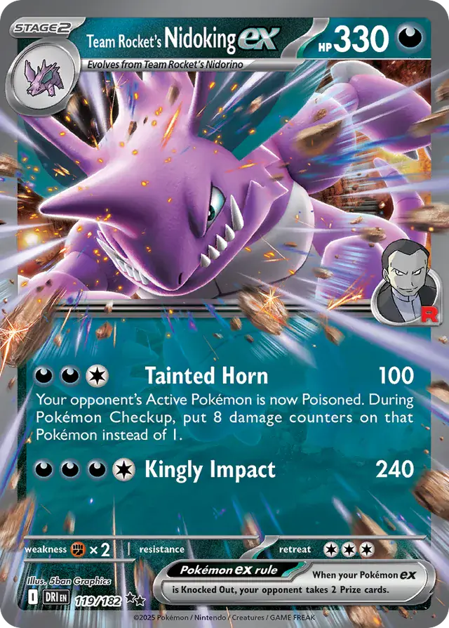 119/182 Team Rocket's Nidoking ex Destined Rivals Pokémon Card