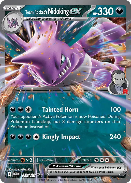 119/182 Team Rocket's Nidoking ex Destined Rivals Pokémon Card