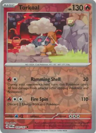 030/167 Torkoal Reverse Holo Twilight Masquerade Pokémon Card